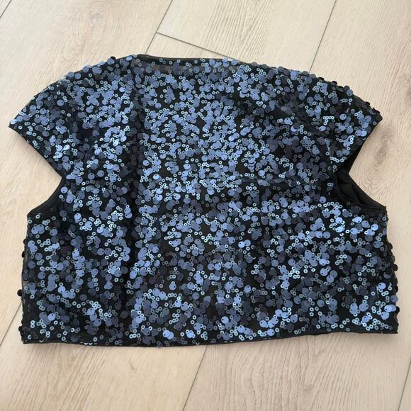 Black and blue sequin cardigan top - Picture 7 of 7